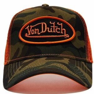 Von Dutch Camo and Orange Trucker Hat